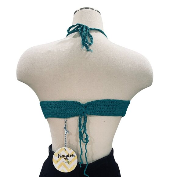 Hayden Los Angeles Crochet Halter Top Teal Festival Boho Summer Y2K NWT One Size - Picture 9 of 10